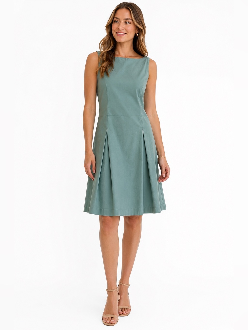 Petite Sophisticate Stretch Dress Womens 6 Aqua Fit & Flare Sleeveless